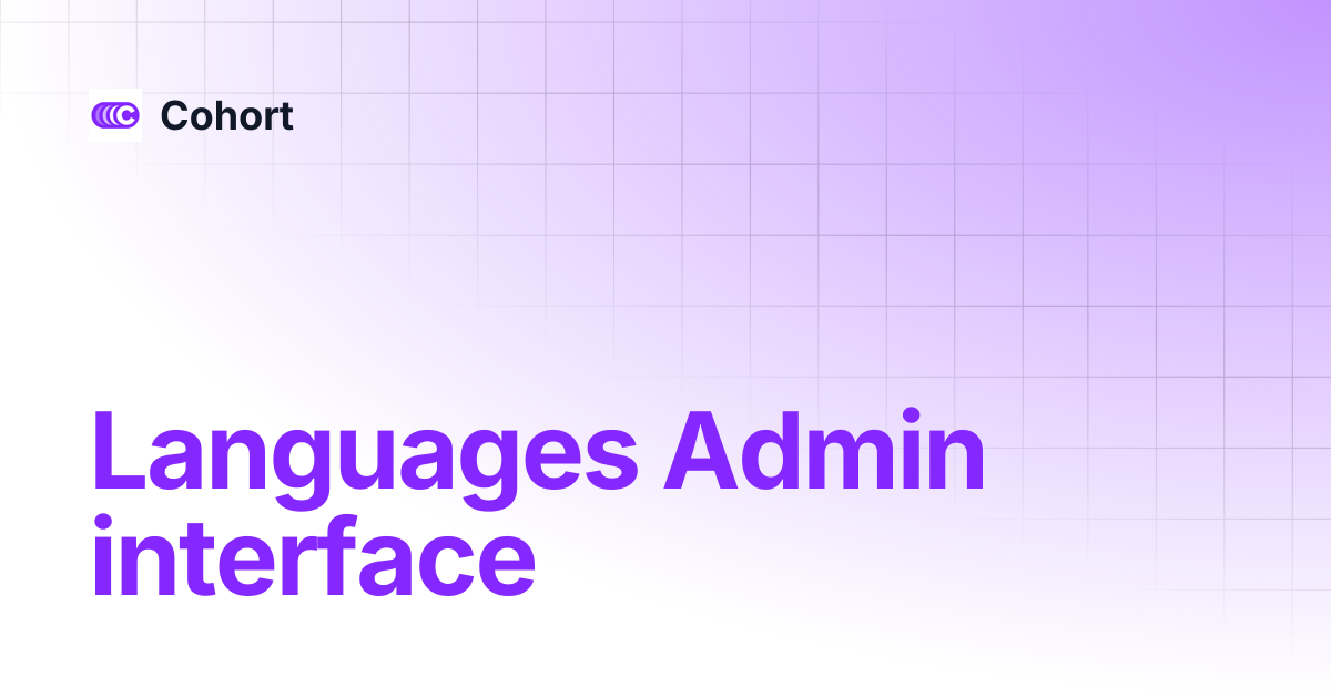 Languages Admin interface | Cohort